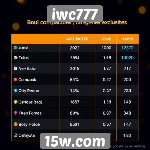 Comparação entre iwc777 e concorrentes de jogos
